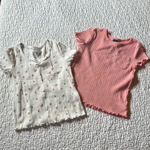 2 Old Navy Pink and White Short Sleeve Tees